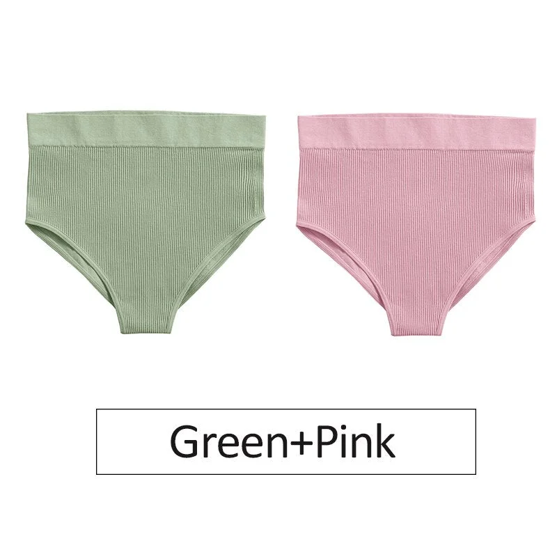 2PCS/Set Women's Panties High Waist Seamless Underwear Female Underpants Woman Sexy Briefs Ladies Panties Intimates Lingerie
