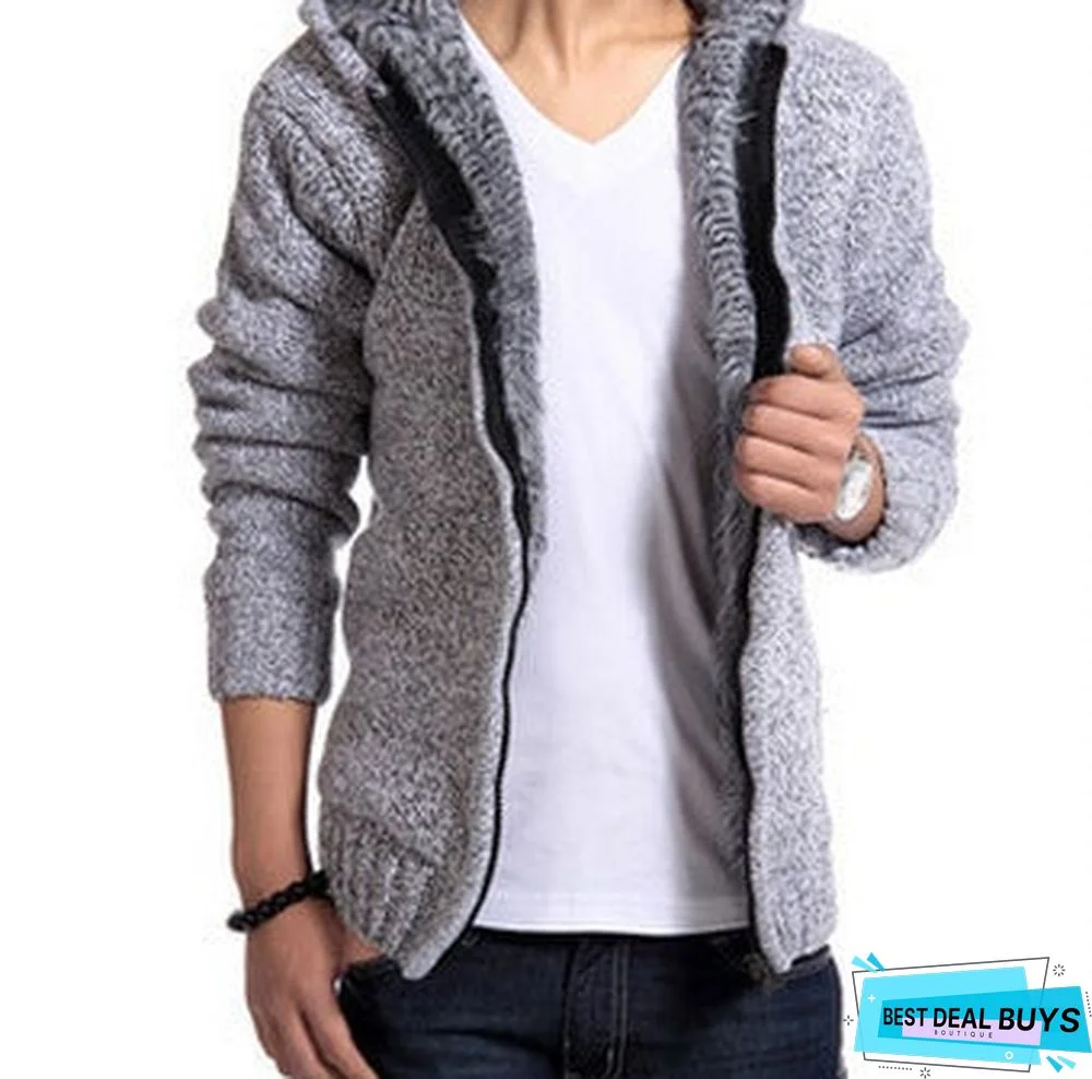 Warm Men's Sweater Hooded Coat