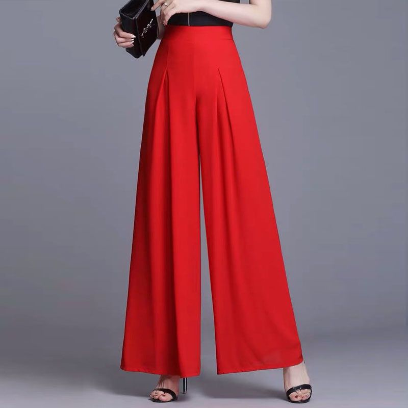 Megaarcadee costumes for women hot Office Lady Fashion Oversized Chiffon Skirt Pants Koreon Women New High Waist Solid Aesthetic Elegant Casual Wide Leg Trousers
