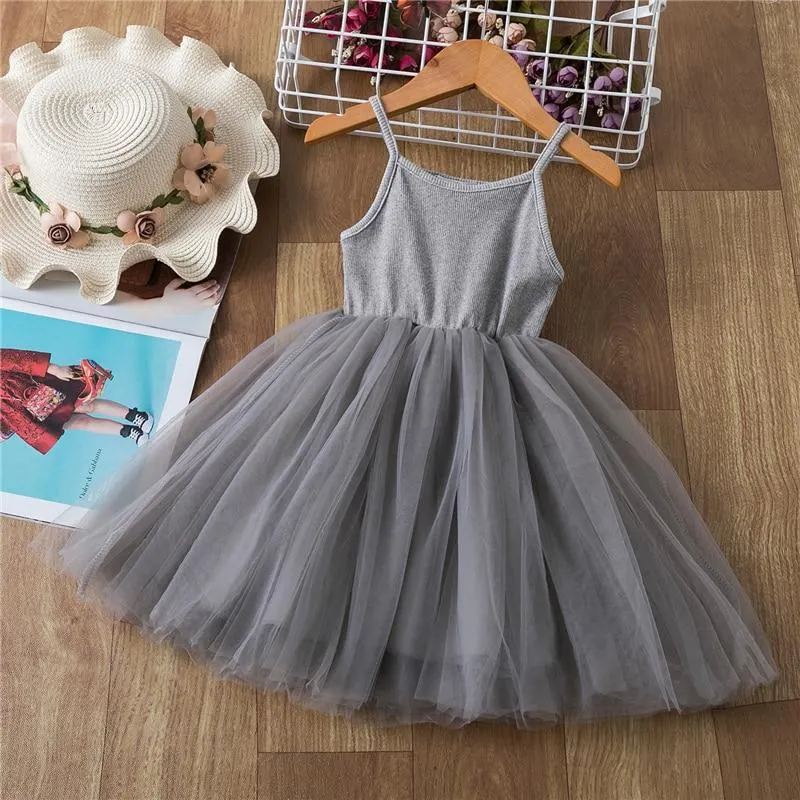 3-8Y Kids Dress for Girls Sleeveless Wedding Dress Girls Vest Party Frocks Dresses Full White First Communion Christening Gown