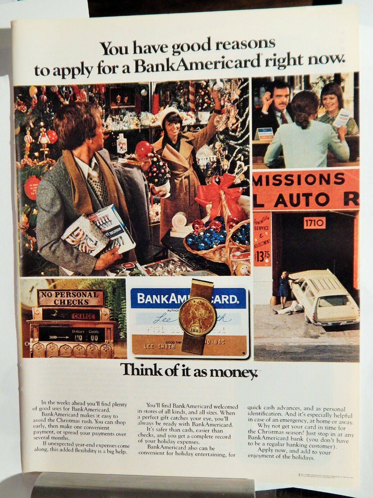 BANKAMERICARD / ZENITH SWIVEL-TILT TV VTG 1973 Photo Poster painting AD,SOUGHT EPHEMERA