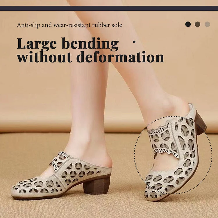 Retro Roman fashion hollow hole mid-heel casual women's sandals