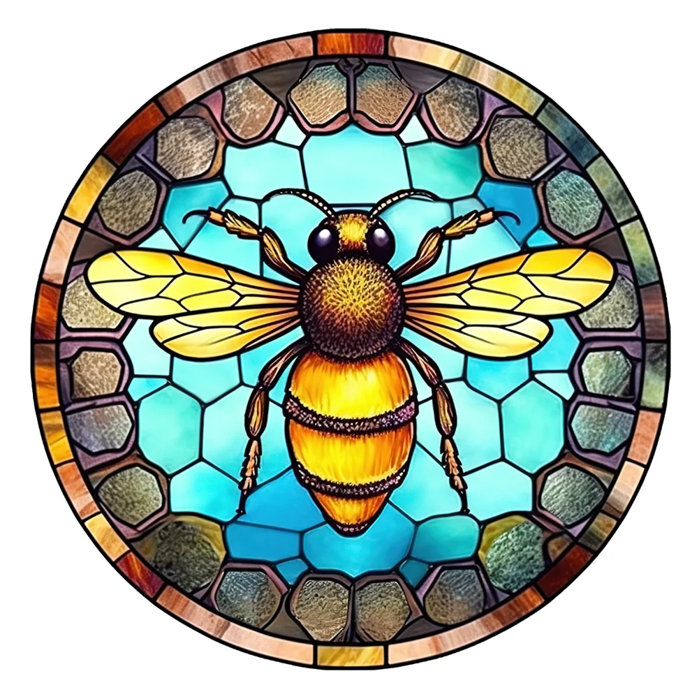 Full Round Diamond Painting - Stained Glass Bee(30*30cm)
