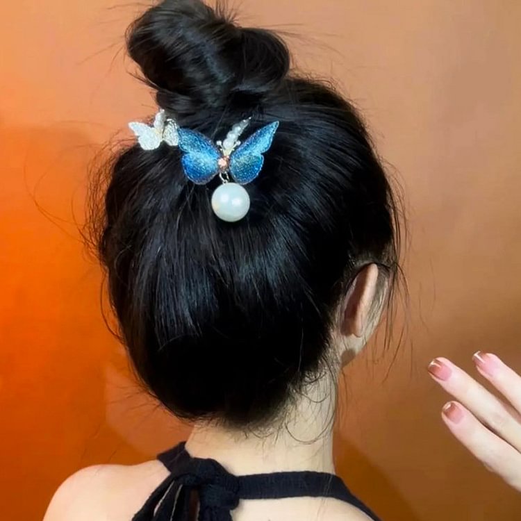 Double Color Butterfly Pearl Hair Clip KERENTILA