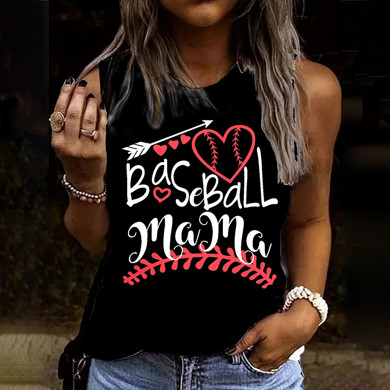 Comstylish Mother's Day Baseball Mama Letter Print Tank Top