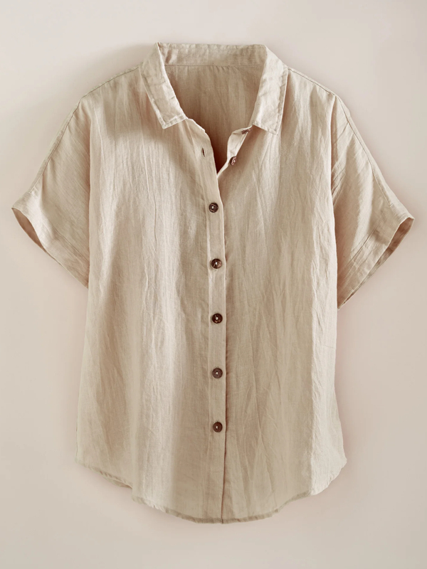 Loose Cool Solid Color Comfortable Ladies Shirt Short Sleeve tjj Shicloths