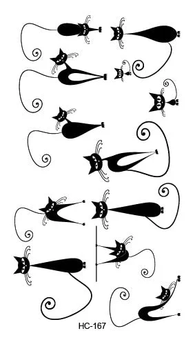 Free Shipping Classic Black Tattoo Waterfproof Fake Temporary Tattoo Sticker Body Cat Star Infinity Bird Small Tattoo 10.5x6cm