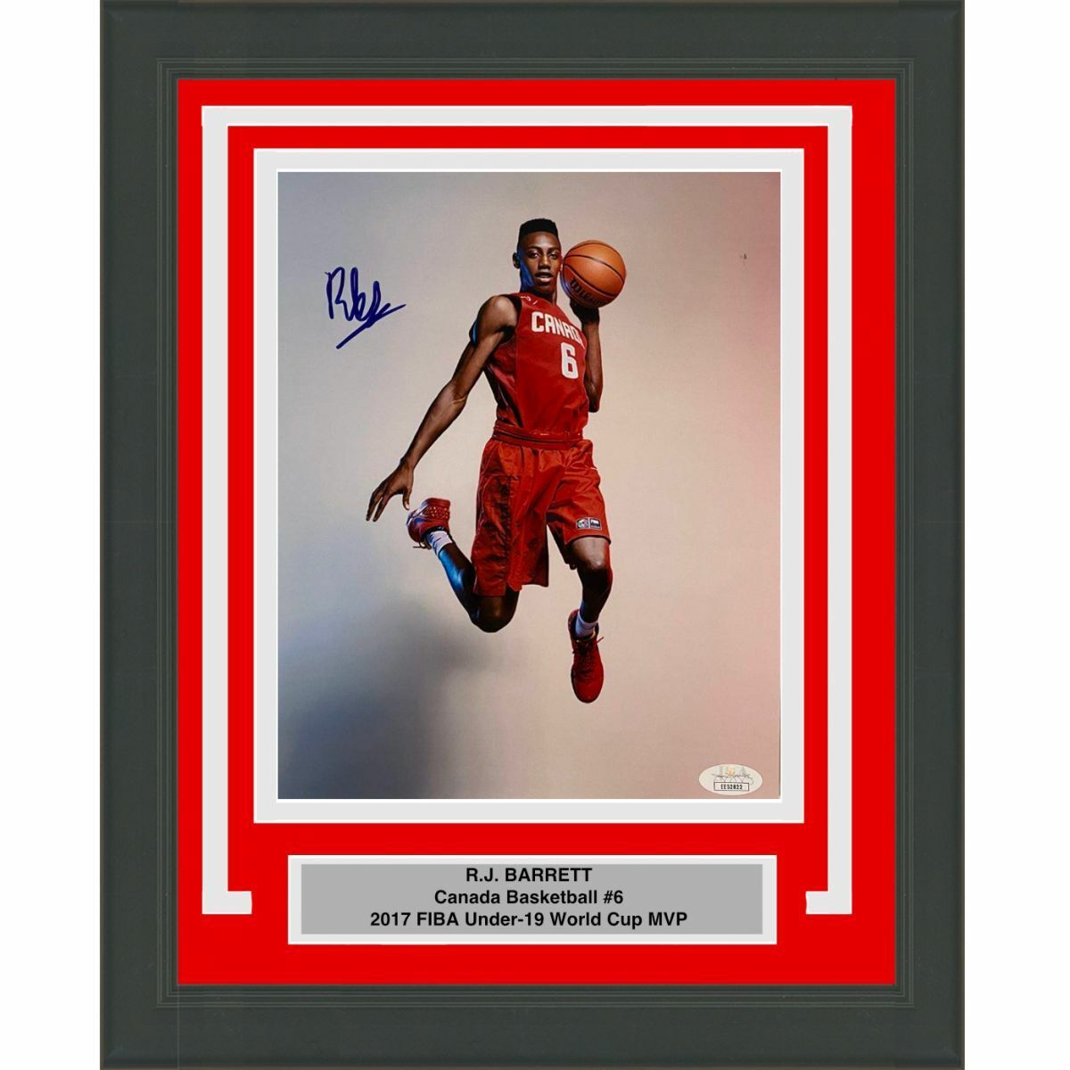 FRAMED Autographed/Signed RJ R.J. BARRETT Canada Knicks 8x10 Photo Poster painting JSA COA Auto