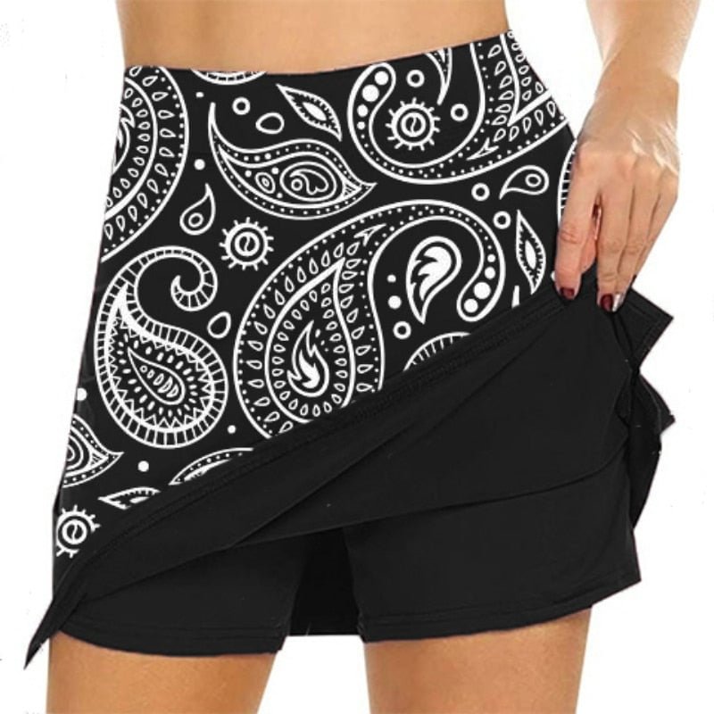 Umeko Summer Split Chiffon Shorts Skirts Women Fake Two-piece Slim Leaves Skirt Woman High Waist A-line Thin White Skirts Femme