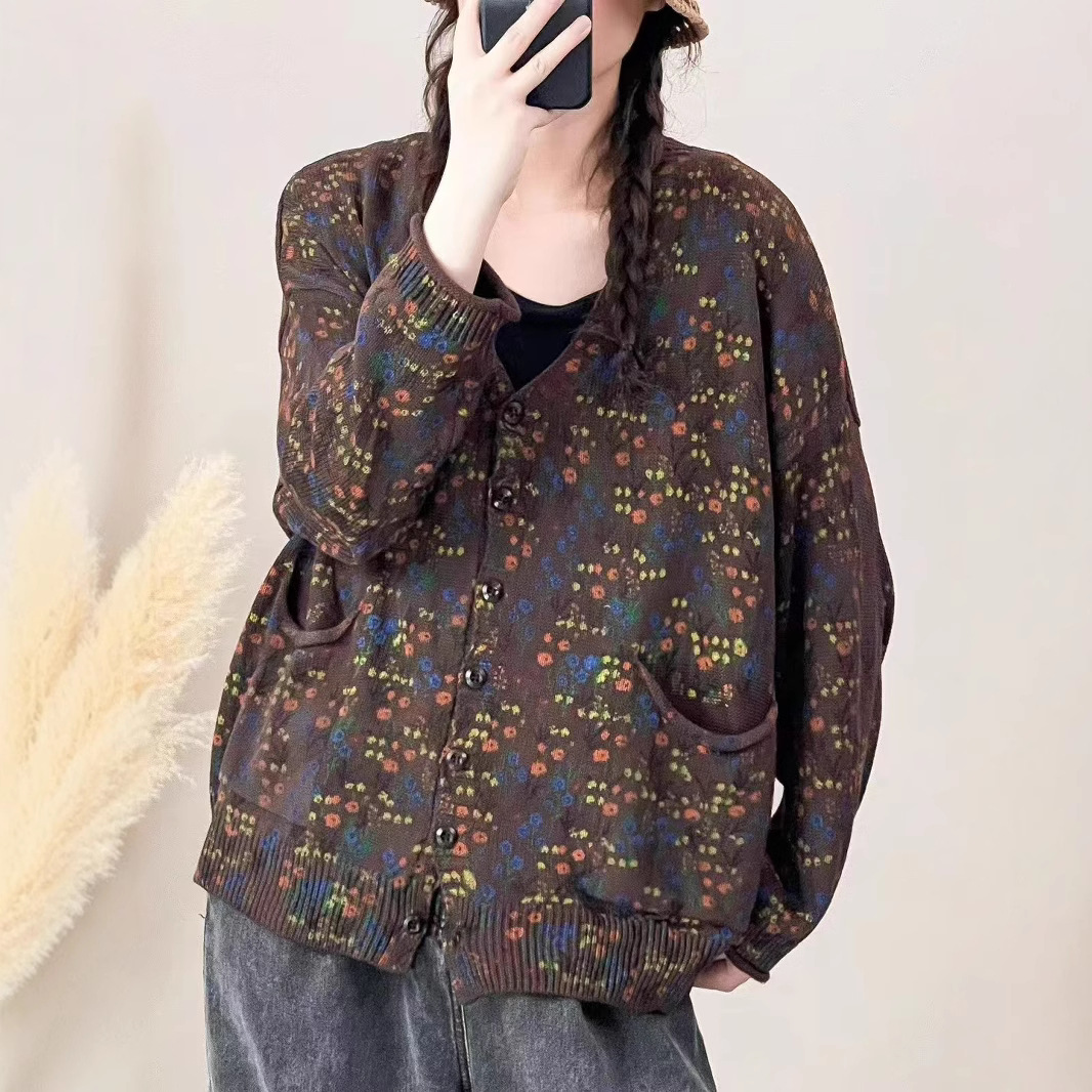 Chicfifth Sweater Women Winter Long Sleeve High Quality Autumn Vintage Top Knitted Cardigan