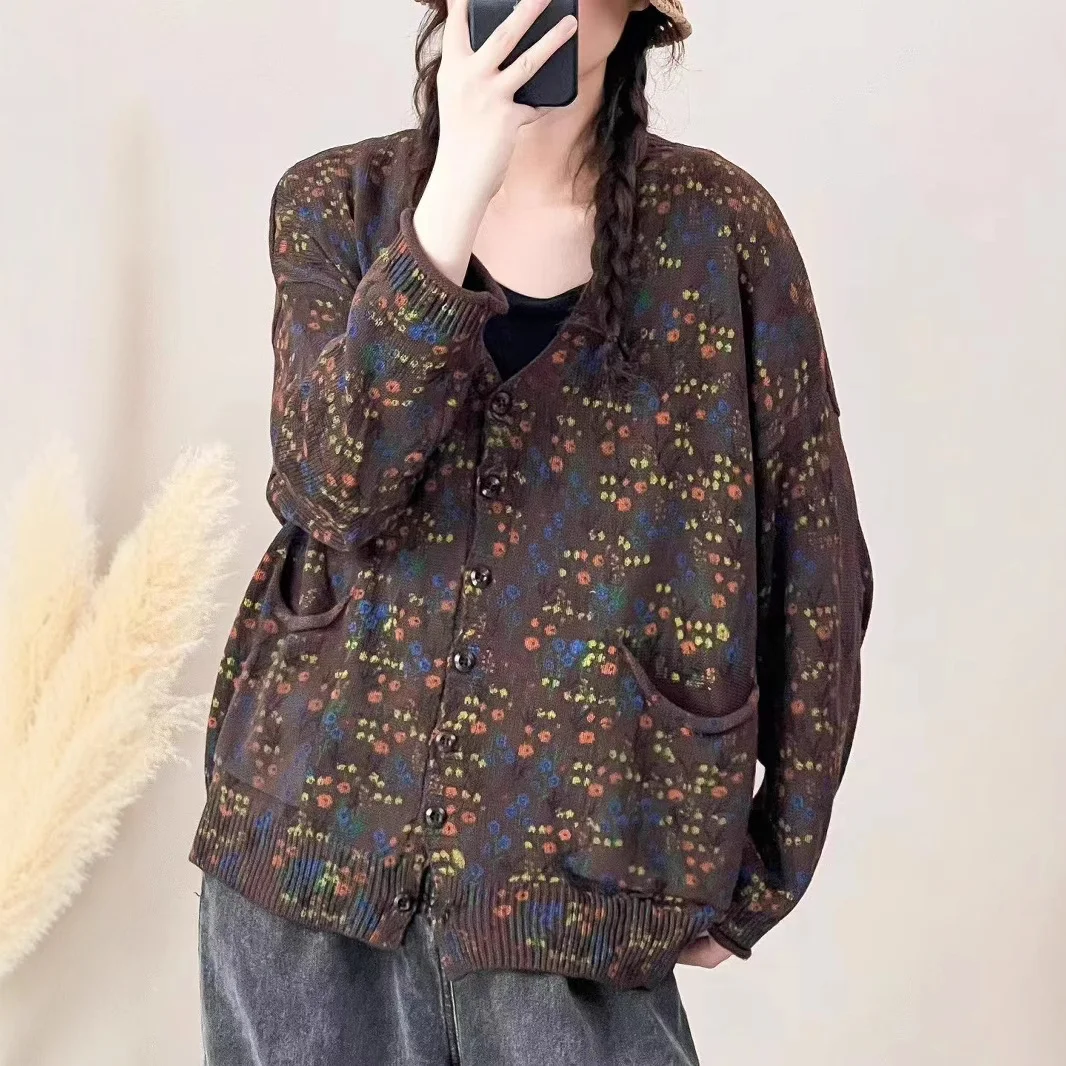 Chicfifth Sweater Women Winter Long Sleeve High Quality Autumn Vintage Top Knitted Cardigan