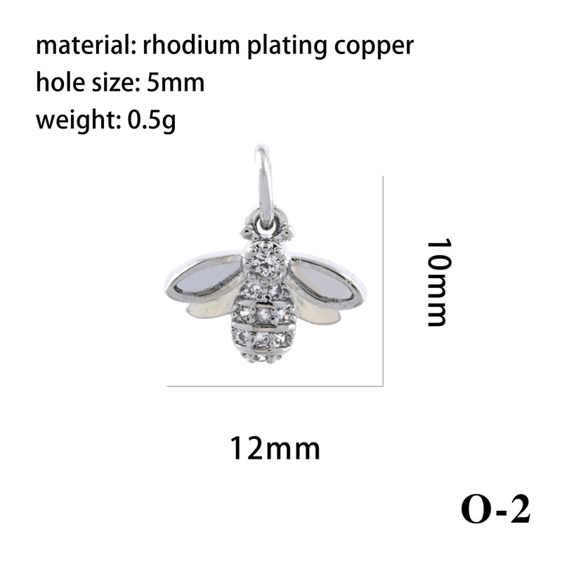 Elegant Minimalist Bee Dragonfly Butterfly Copper Plating Inlay Zircon 18k Gold Plated Charms