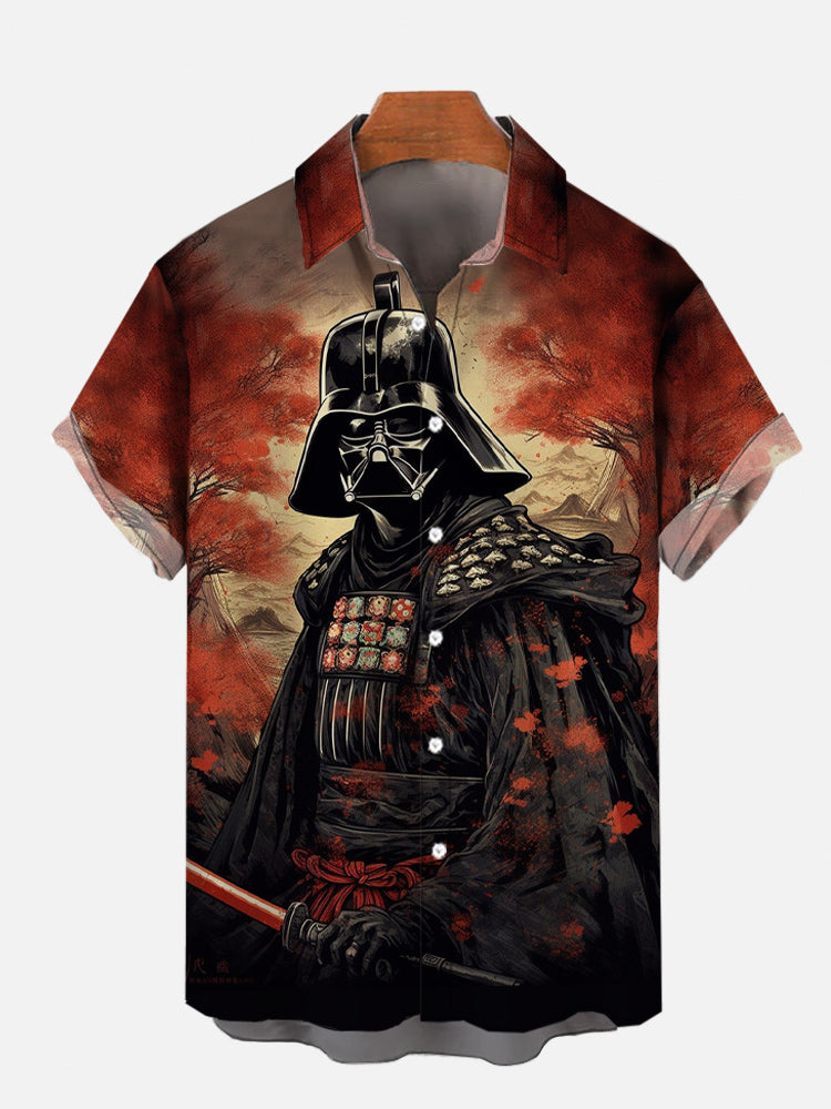 Ukiyoe space war samurai in forest print short sleeve shirt PLUSCLOTHESMAN