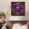 Fille aux grands yeux dans un chapeau haut de forme - peinture au diamant de forme sp&eacute;ciale - 30*30cm