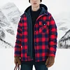 Autumn and Winter Thick Cotton-padded Plaid Long-sleeved Loose Hooded Men's Jacket