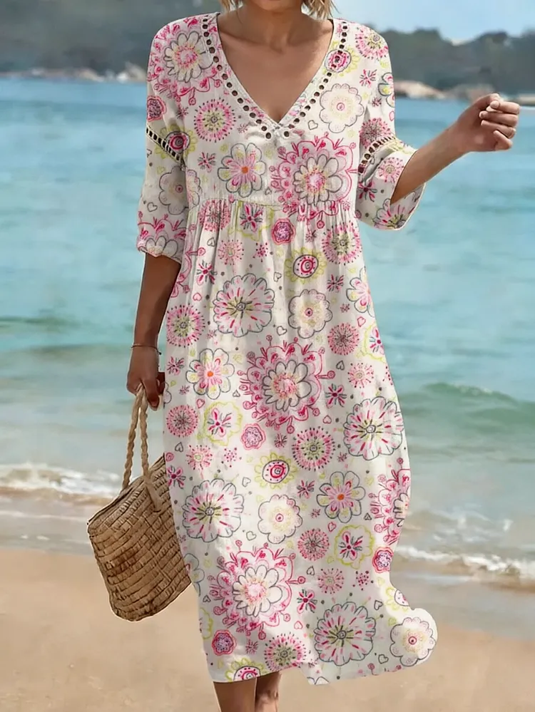 [Spot Big Sale] Women's Floral Print Casual Dress