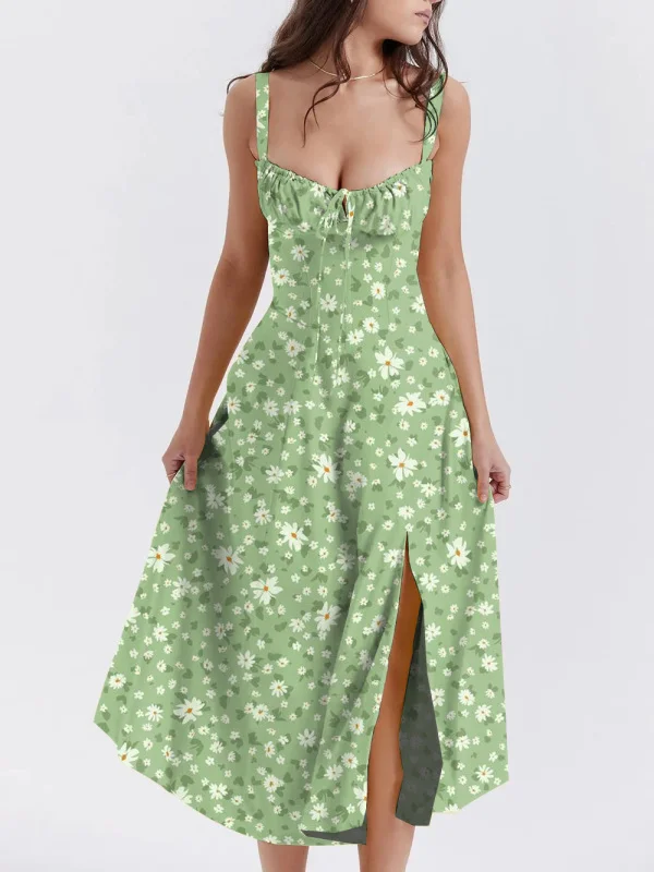 Floral Print Print Bustier Sundress Swing Dress