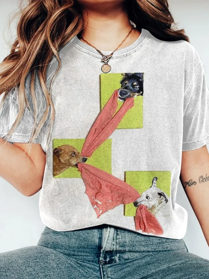 Women's Dog Art Print T-shirt