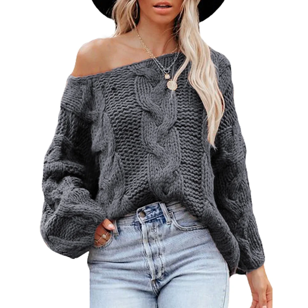 Gray Oversize Pullover Knit Sweater