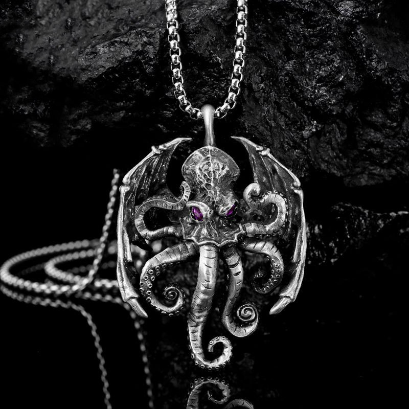 Men's Cthulhu Mythos Demon Octopus Skull Pendant Necklace