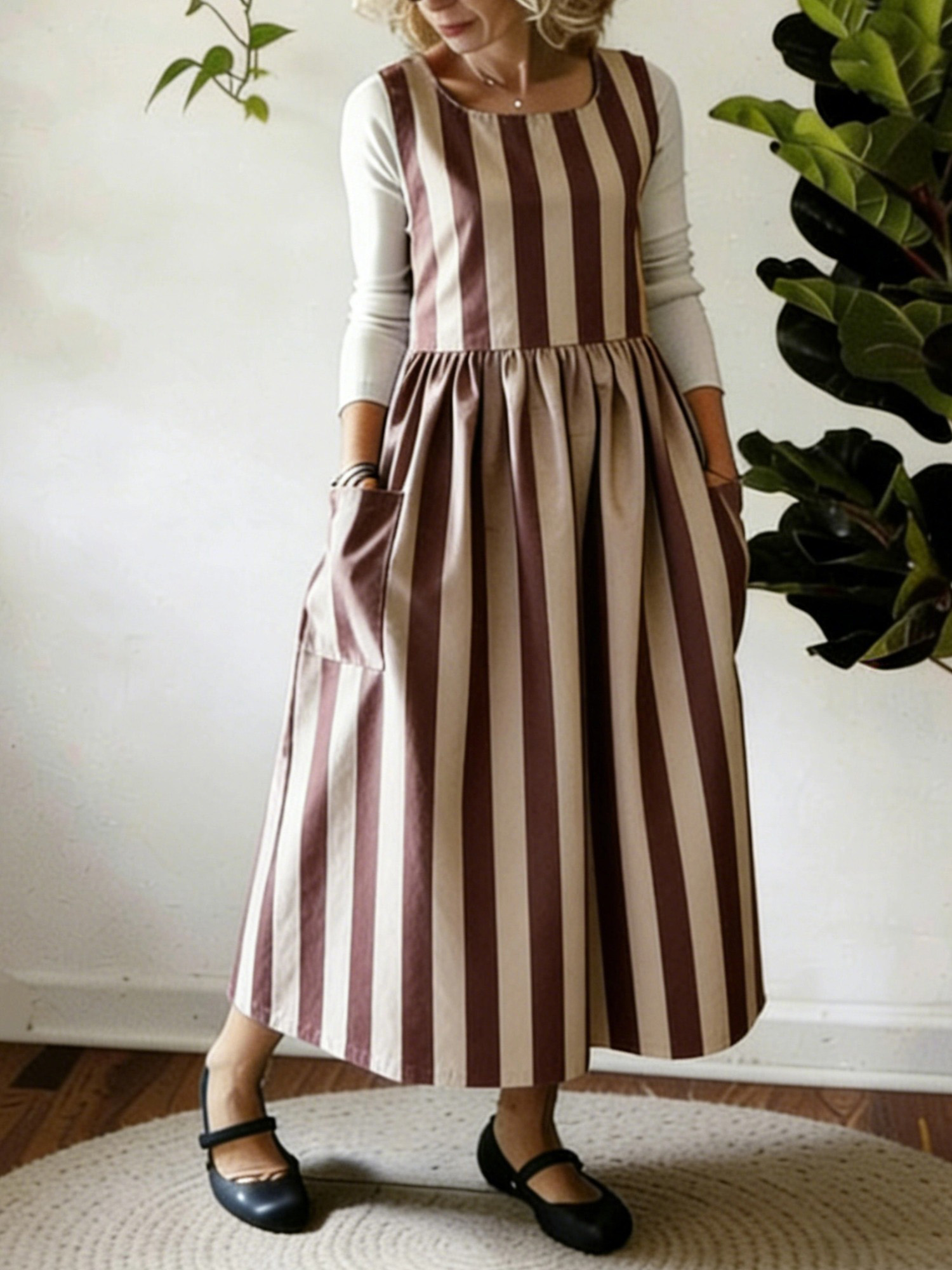 Brown Striped Apron