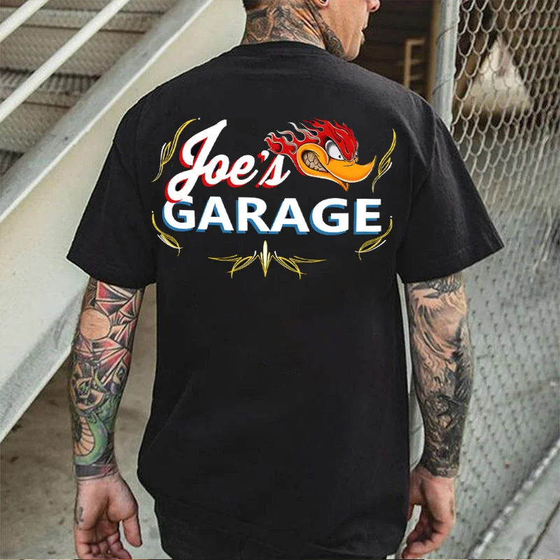 JOE'S GARAGE Hot Rod Bird Print Men's T-shirt