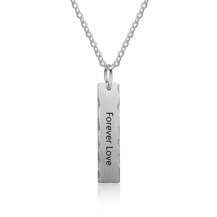 Personalized Vertical Bar Necklace Engraved Name Pendant Kids ID Necklace