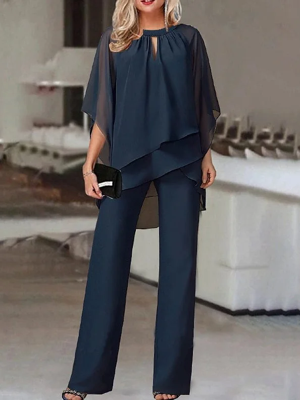 Women Half Sleeve V-neck Solid Color Dress