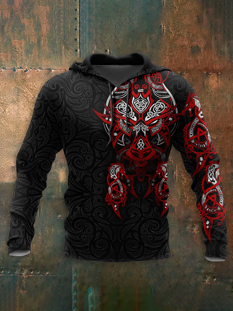 Comstylish Men's Red All Over Printed Hoodie