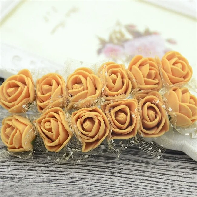 144PCS 2CM Mini Artificial Flower Bubble Rose Bouquet Wedding Home Party Decoration Craft Garland Accessories Fake Flower