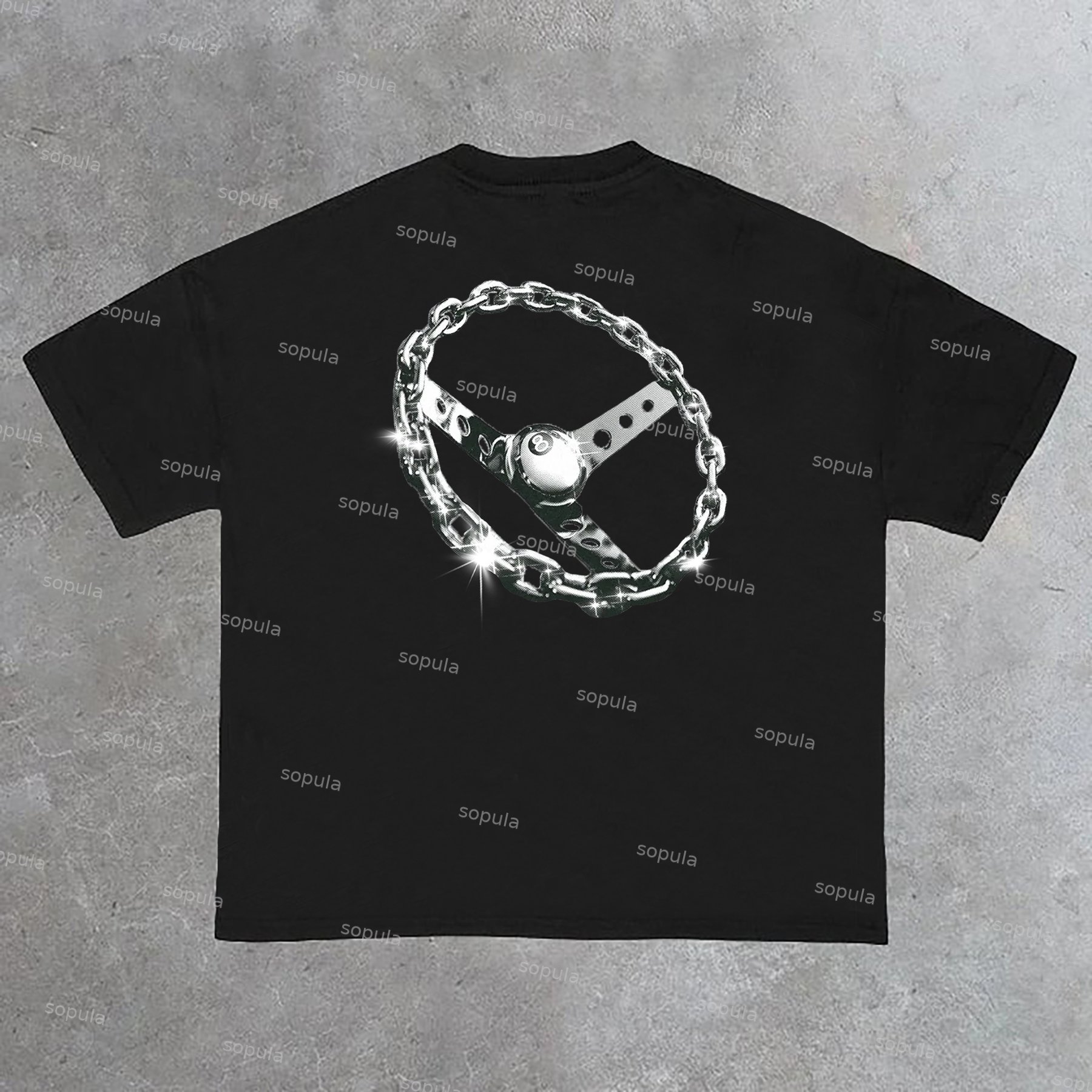 Sopula Chain-Link Wheel Print Cotton T-Shirt - SOPULA