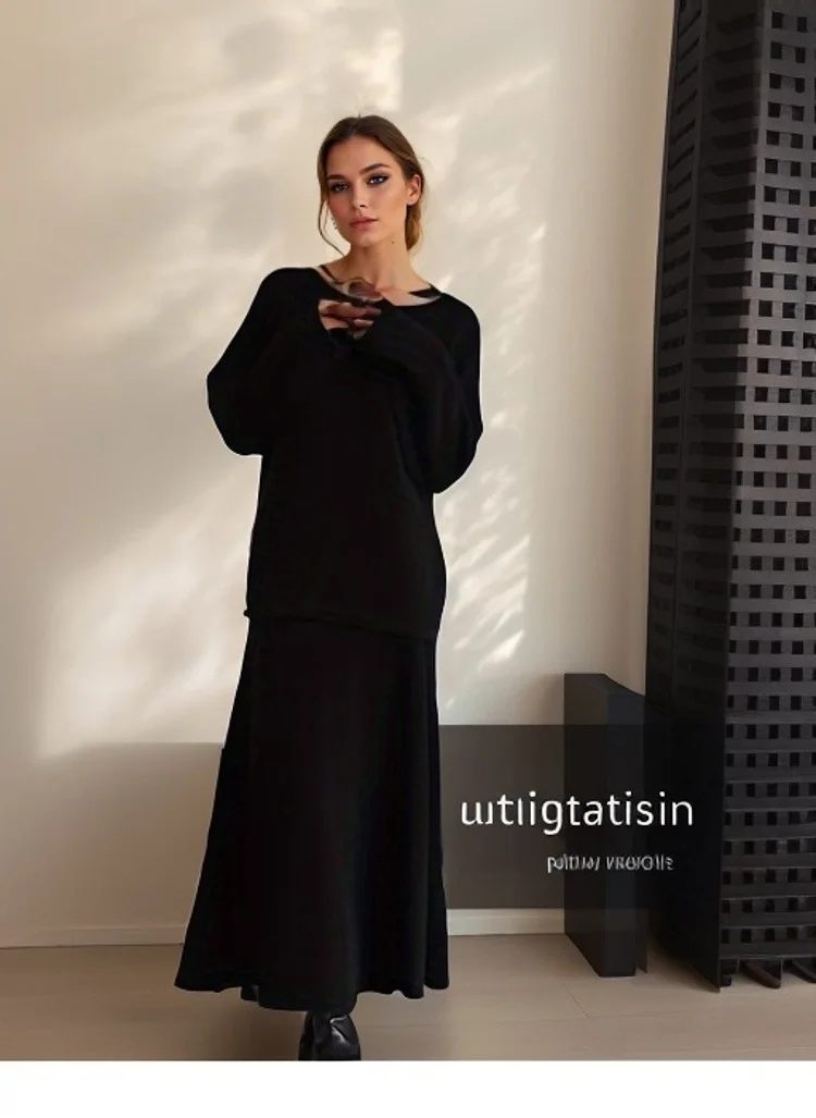 Athvotar Athvotar Elegant Knitted Suit Women's Shoulder Sweater Tops In Autumn And Winter 2025