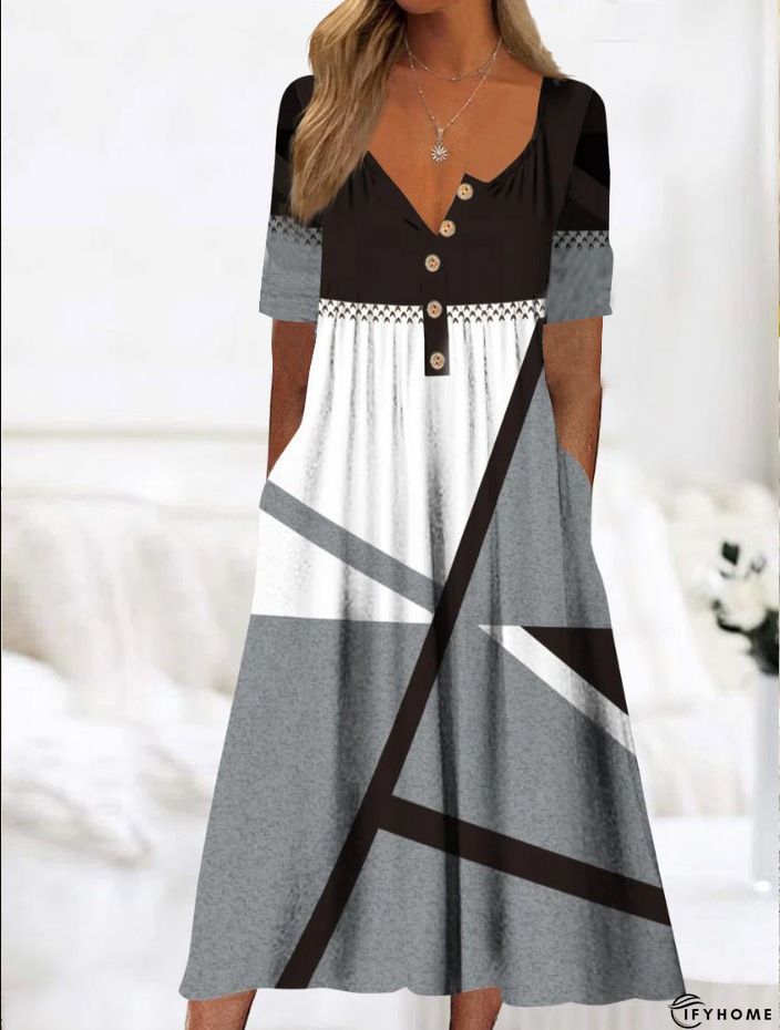 Jersey Casual Color Block Dress | IFYHOME