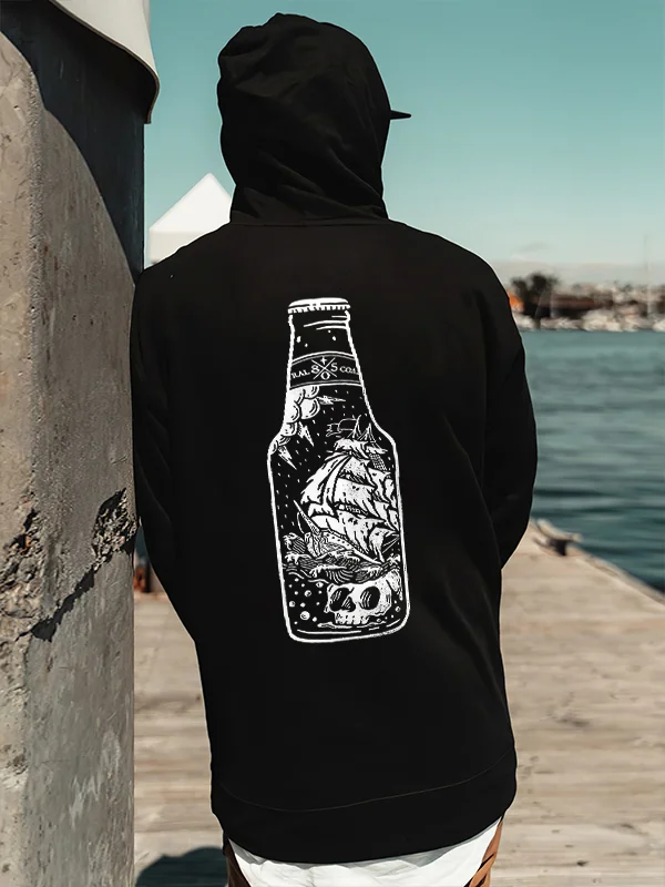 In The Beer Bottle World Printed Men's Hoodie