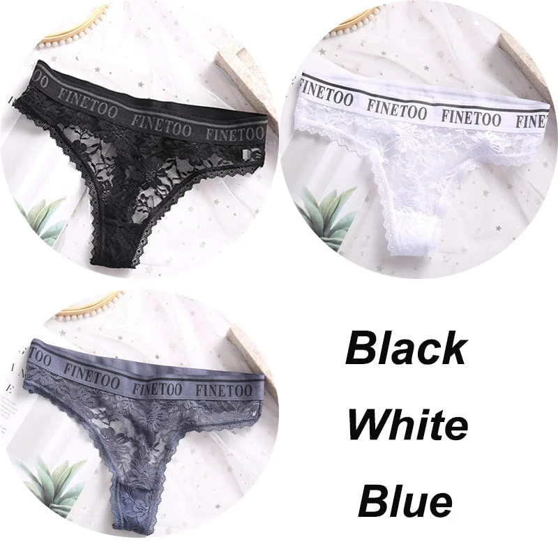 3PCS/Set Women Lace Panties Sexy G-string Underwear Female Underpants Floral Solid Color Briefs Lingerie Sexy Thong Panties M-XL