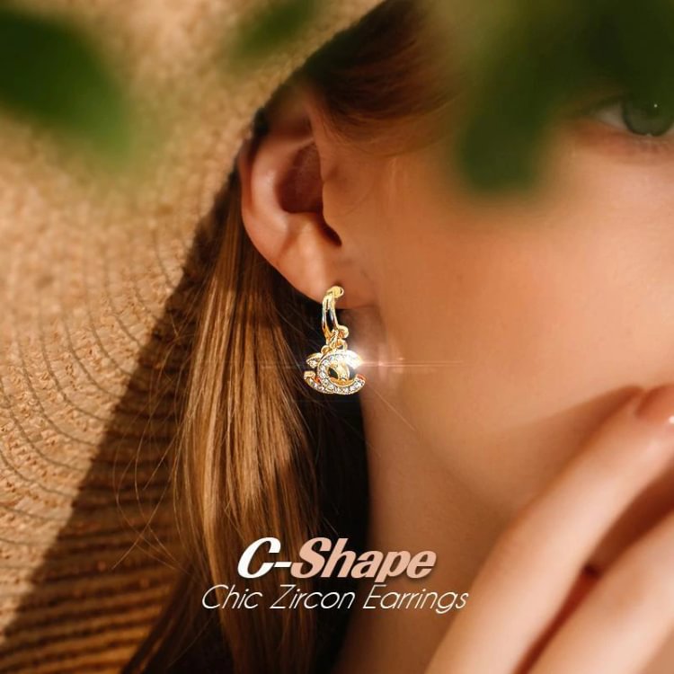 (50% OFF)C-Shape Chic Zircon Earrings (1 Pair)