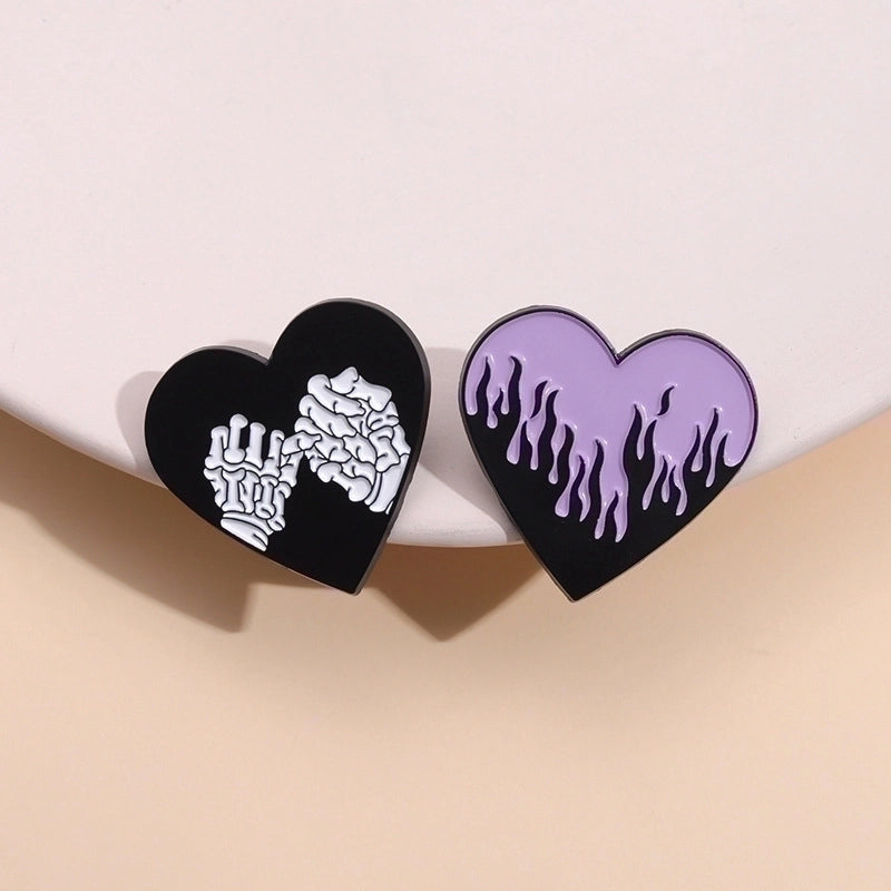 Cartoon Style Cute Sea Wave Heart Shape Skull Alloy Stoving Varnish Unisex Brooches