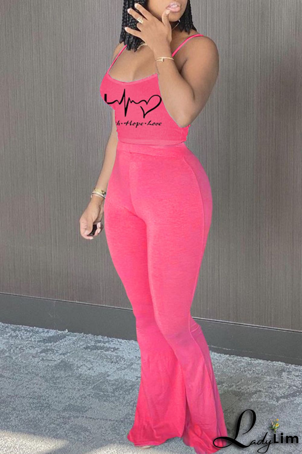 Light Purple Sexy Casual Print Backless Spaghetti Strap Sleeveless Two Pieces