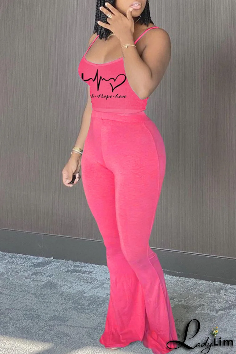 Light Purple Sexy Casual Print Backless Spaghetti Strap Sleeveless Two Pieces