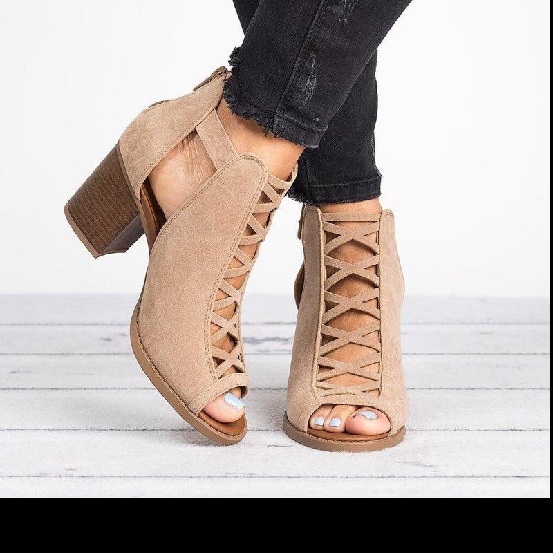 Comemore 2021 New Spring Summer Sexy Casual Rome Ankle Boots Ladies Sandals Women's Shoes Middle High Heels Large Size 43 Black