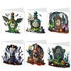 (US Only)6PCS DIY Halloween Designs Diamond Art Greeting Cards for Halloween and Holidays