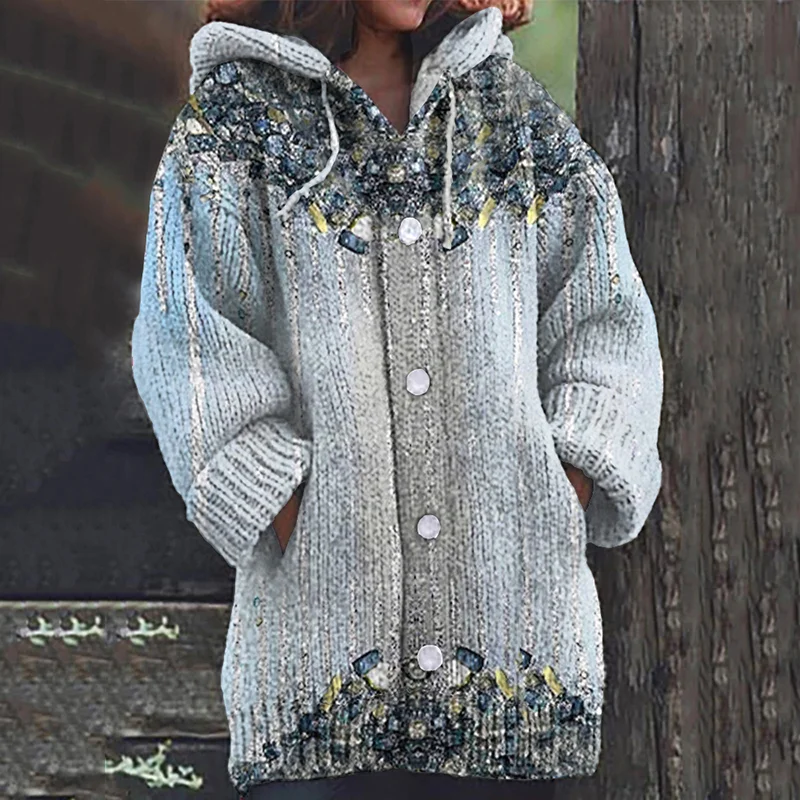 Vintage Vintage Graphic Art Cozy Casual Cardigan Sweater