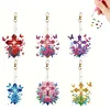 (US Local)6Pcs Acrylic Double Sided Cross Flower Diamond Painting Keychain for Bag Decor