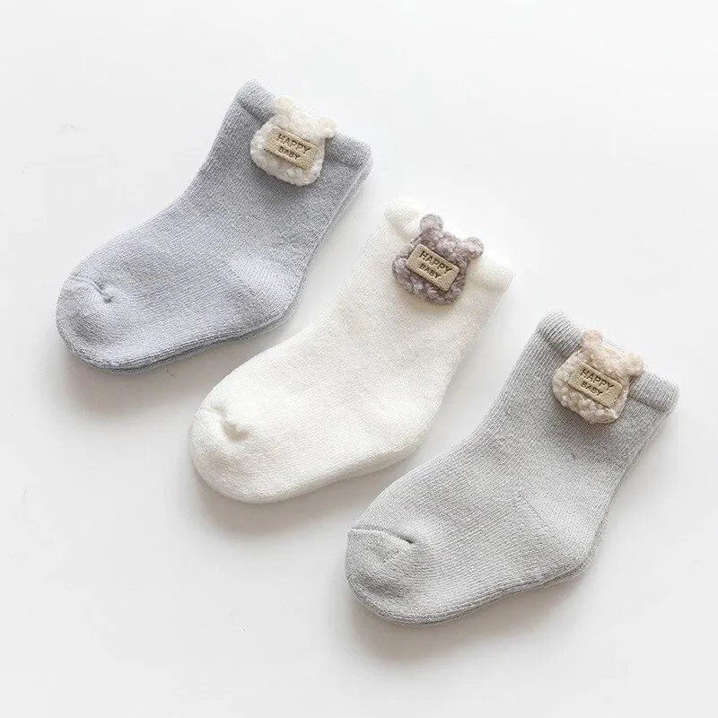 3 Pairs/lot 0 to 24M Autumn Winter Warm Baby Socks Super Thick Terry Socks For Newborns Infants Girs Cute Animal Kids Socks Boys