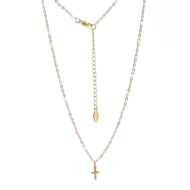 Stainless Steel Titanium Steel Minimalist Cross Enamel Plating Pendant Necklace