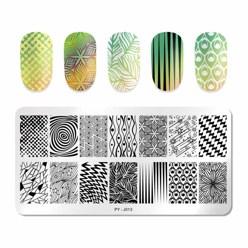 PICT YOU Rectangle Nail Stamping Plates Geometric Stainless Steel Nail Image Stamp  Stamping Template-Nail Inspo