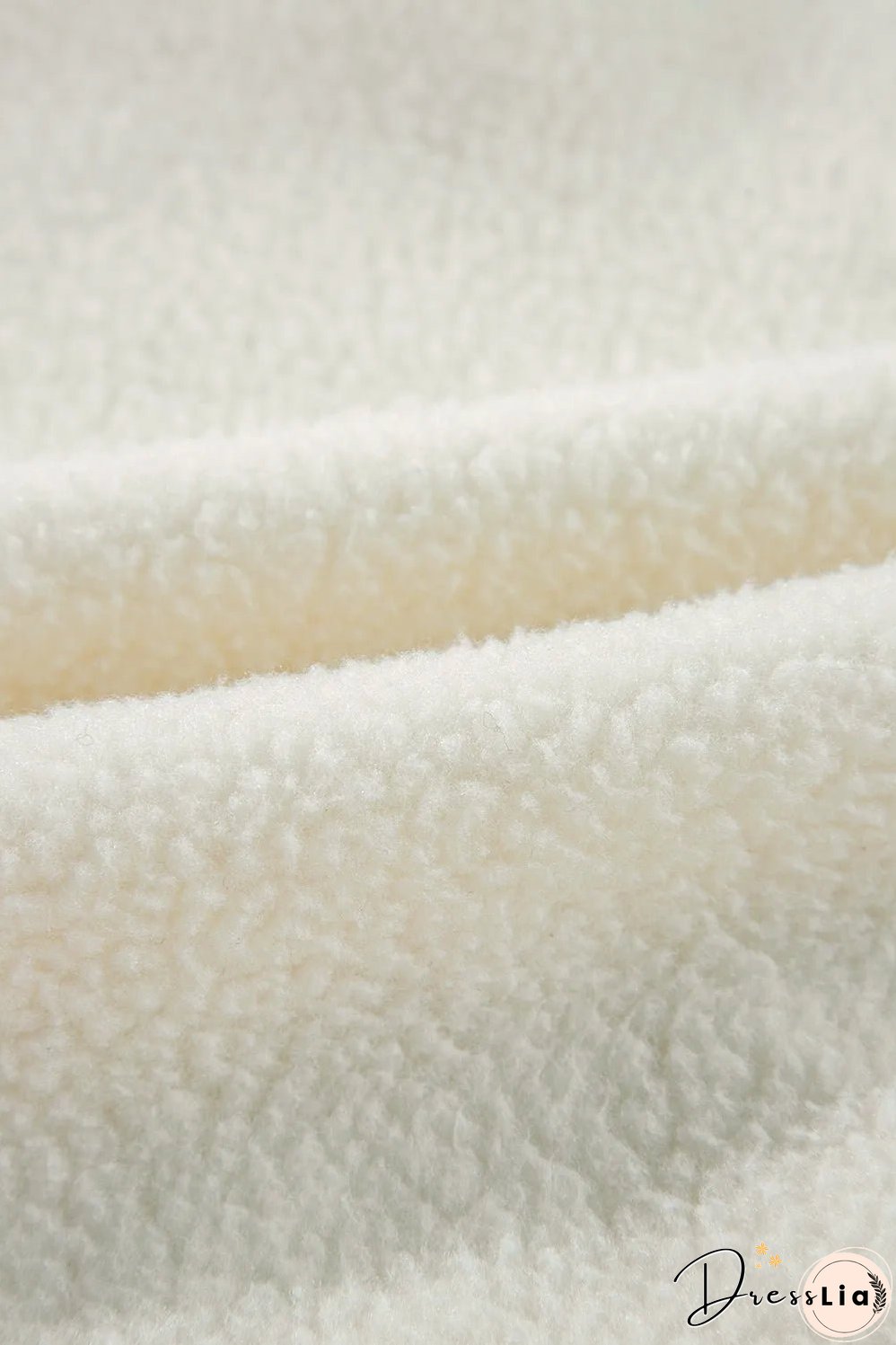 White Fleece Placket Turn-down Collar Drop Shoulder Sweatshirt