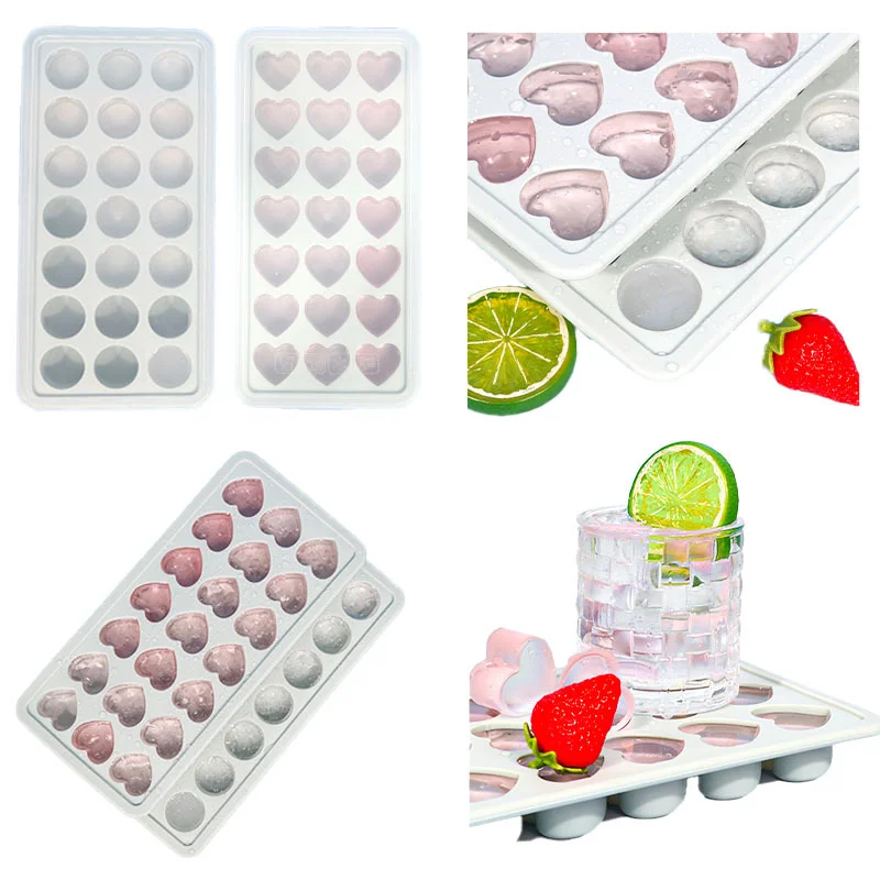 Love Heart Round Ice Grid Silicone Mold