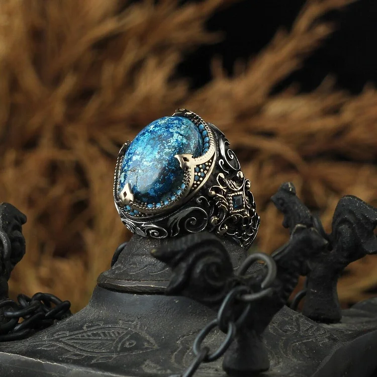 925 Blue Gemstone Floral Ring