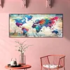 (US Only)World Map Oil Paint By Numbers Kits Canvas Picture DIY Wall Art Craft Color